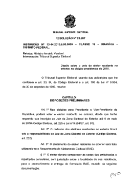 voto de eleitor residente no exterior