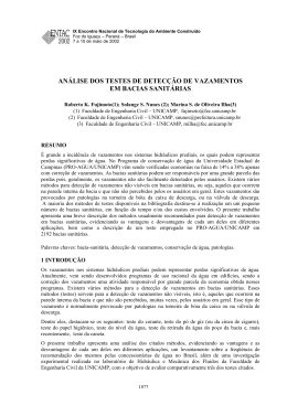 análise dos testes de detecção de vazamentos em bacias