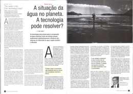 A situa&ccedil;&atilde;o da &aacute;gua no planeta. A tecnologia