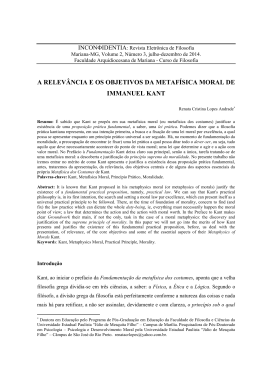 A relev&acirc;ncia e os objetivos da Metaf&iacute;sica Moral de Immanuel Kant