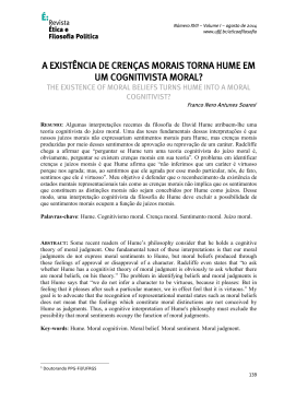 a exist&ecirc;ncia de cren&ccedil;as morais torna hume em um cognitivista moral?