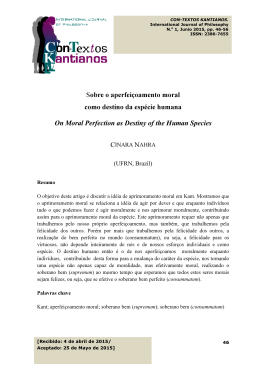 Sobre o aperfei&ccedil;oamento moral como destino da esp&eacute;cie humana