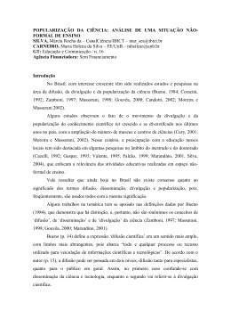 POPULARIZA&Ccedil;&Atilde;O DA CI&Ecirc;NCIA: AN&Aacute;LISE DE UMA SITUA&Ccedil;&Atilde;O