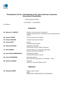 Participants List for 11th Meeting of the Latin American Corporate