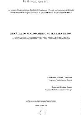 EFICÁCIA DO REALOJAMENTO NO PER PARA LISBOA