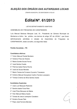 Edital N°. 61/2013 - Câmara Municipal de Montemor-o