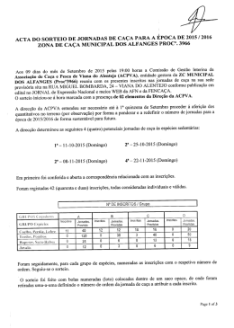 ACTA DO SORTEIO DE JORNADAS DE CAÇA PARA A