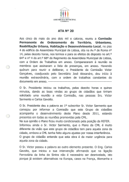 Acta da 20&ordf; reuni&atilde;o - Assembleia Municipal de Lisboa