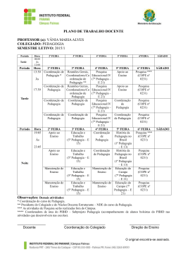 PLANO DE TRABALHO DOCENTE PROFESSOR (a): V&Acirc;NIA MARIA