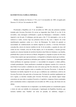 BANIMENTO DA FAMÍLIA IMPERIAL Medida resultante do