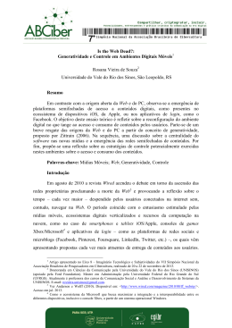 Is the Web Dead?: Generatividade e Controle em