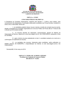 Edital n. 13/2015 - Resultado da Prova Escrita