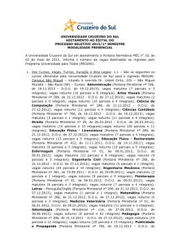 UNIVERSIDADE CRUZEIRO DO SUL ADITAMENTO AO EDITAL
