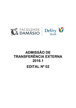 admiss&atilde;o de transfer&ecirc;ncia externa 2016.1 edital n&ordm; 02