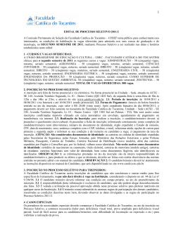 EDITAL DE PROCESSO SELETIVO 2011/2 A Comissão