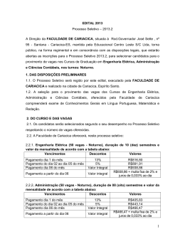 EDITAL 2013 Processo Seletivo &ndash; 2013.2 A Dire&ccedil;&atilde;o da