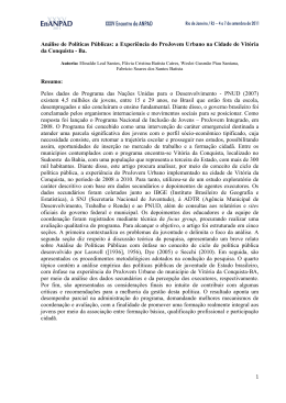An&aacute;lise de Pol&iacute;ticas P&uacute;blicas: a Experi&ecirc;ncia do ProJovem