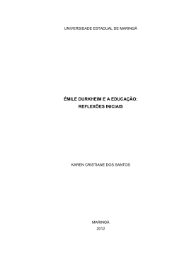 &eacute;mile durkheim e a educa&ccedil;&atilde;o: reflex&otilde;es iniciais - DFE