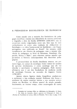 A pedagogia sociol&oacute;gica de Durkheim / &Aacute;vila de Azevedo. Revista