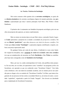 Ensino M&eacute;dio &ndash; Sociologia &ndash; CMJF &ndash; 2012 &ndash; Prof Maj Gitirana