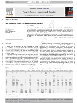 Allele frequencies of fifteen STR loci in a population from