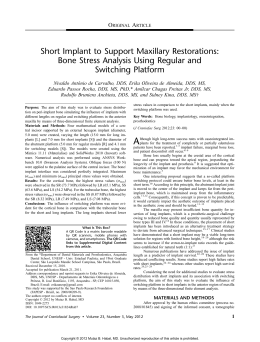 Short Implant to Support Maxillary Restorations: Bone Stress