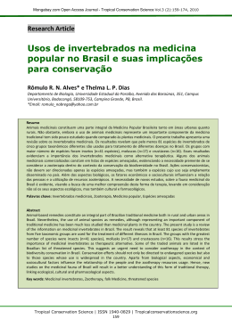 Usos de invertebrados na medicina popular no Brasil e suas