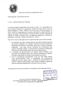 ESCOLHA ECOL&Oacute;GICA ENGENHARlA LTDA Volta Redonda , O2