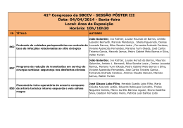 41º Congresso da SBCCV - SESSÃO PÔSTER III Data: 04/04/2014