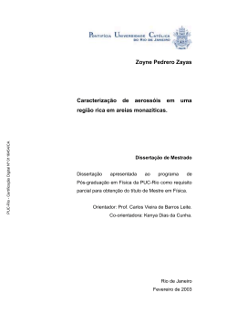 Zoyne Pedrero Zayas Caracterização de aerossóis em uma região