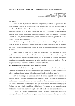 A REGI&Atilde;O TURISTICA DE BRAS&Iacute;LIA: UMA PROPOSTA