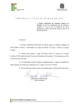PORTARIA N&deg; 716 DE 08 DE MAIO DE 2014 O Reitor
