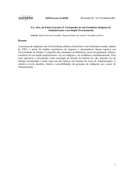 Eu, Alex, da Etnia Guarani: O Testemunho de um Estudante