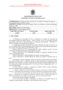 Parecer CNE/CEB nº 15/2007, aprovado em 9 de maio de 2007