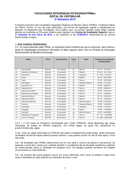 FACULDADES INTEGRADAS PIT&Aacute;GORAS/FIPMoc EDITAL DE