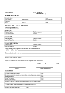 Ano: 2012 Curso: Turno: MATUTINO ( ) VESPERTINO