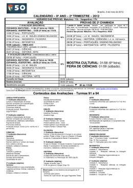 Conte&uacute;dos das Avalia&ccedil;&otilde;es &ndash; Turmas 91 a 94