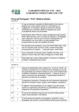 GABARITO OFICIAL UFS &ndash; 2012 GABARITO COMENTADO COC-CSP