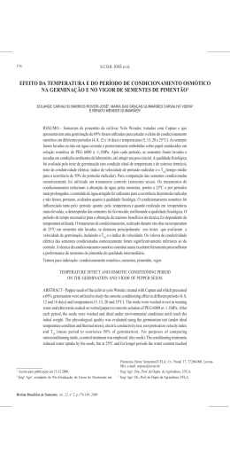 efeito da temperatura e do per&iacute;odo de condicionamento