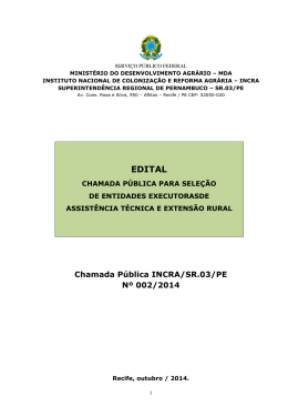 Edital da Chamada P&uacute;blica N&ordm; 02/2014