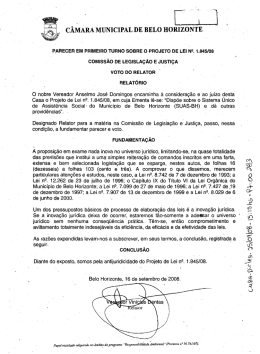 voto Do RELATOR ` - Câmara Municipal de Belo Horizonte