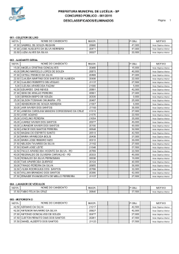 desclassificados/eliminados - Prefeitura Municipal de Luc&eacute;lia