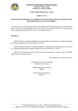 RESULTADO DEFINITIVO APRESENTA&Ccedil;&Atilde;O DOCUMENTOS e