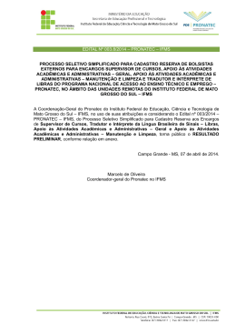 EDITAL Nº 003.8/2014 – PRONATEC – IFMS PROCESSO