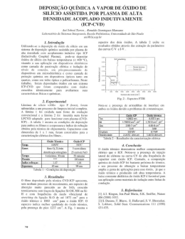 DEPOSIÇÃO QUÍMICA A vAPoR DE ÓXIDO DE siLícIo AssisTiDA