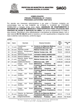 resultado preg&atilde;o (presencial) n&ordm; 179/2010 processo licitat&oacute;rio