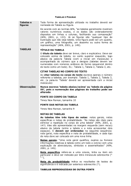 Tabelas e figuras Toda forma de apresenta&ccedil;&atilde;o utilizada no