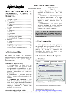 1. T&iacute;tulos de cr&eacute;ditos 2. Nota Promiss&oacute;ria