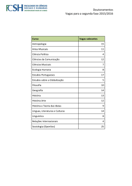 Doutoramentos Vagas para a segunda fase 2015/2016