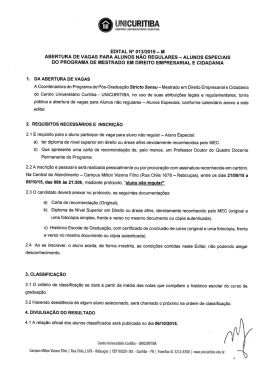 edital 013/2015 - m abertura de vagas para alunos n&atilde;o